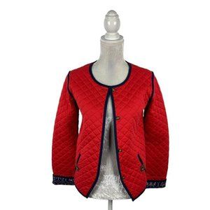 Hanna Andersson Red and Blue Puffer Jacket Quilted Design
